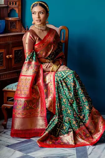 Ethnic Motifs Woven Design Zari Patola Saree