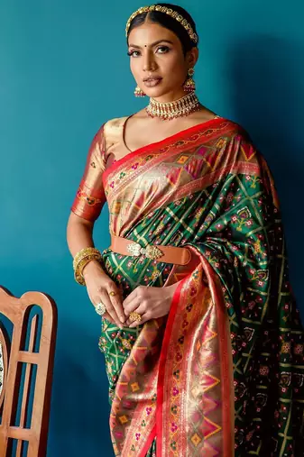 Ethnic Motifs Woven Design Zari Patola Saree