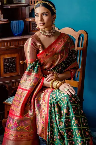 Ethnic Motifs Woven Design Zari Patola Saree