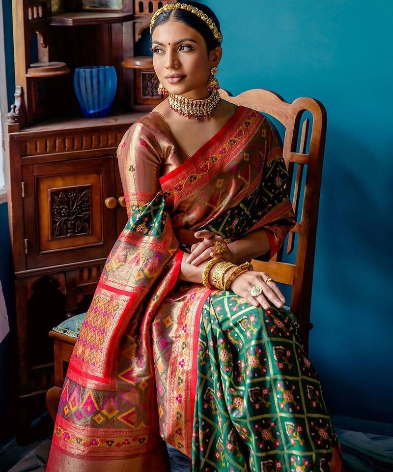 Ethnic Motifs Woven Design Zari Patola Saree