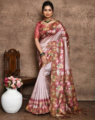Floral Printed Silk Cotton Saree 1