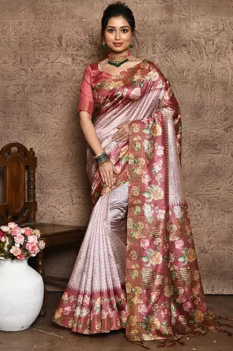 Floral Printed Silk Cotton Saree