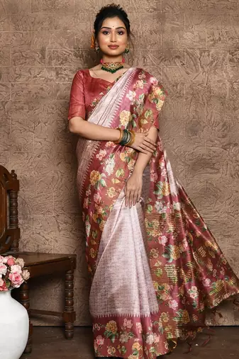 Floral Printed Silk Cotton Saree