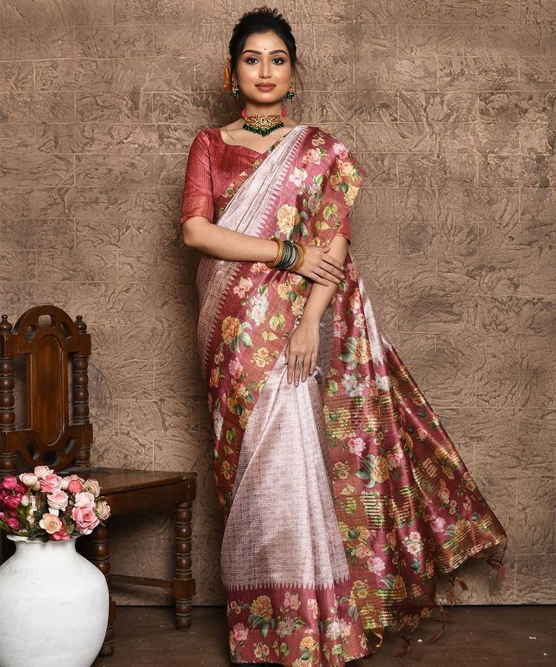 Floral Printed Silk Cotton Saree