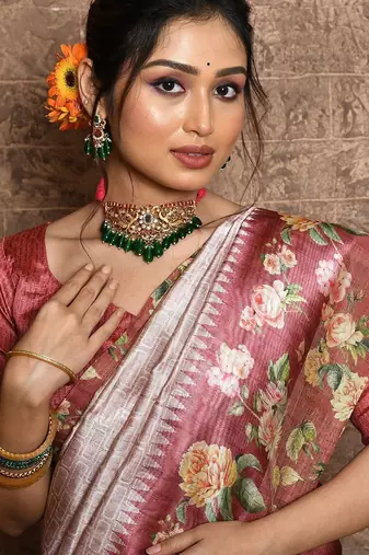 Floral Printed Silk Cotton Saree