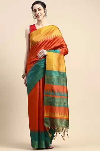 Colourblocked Zari Silk Cotton Saree