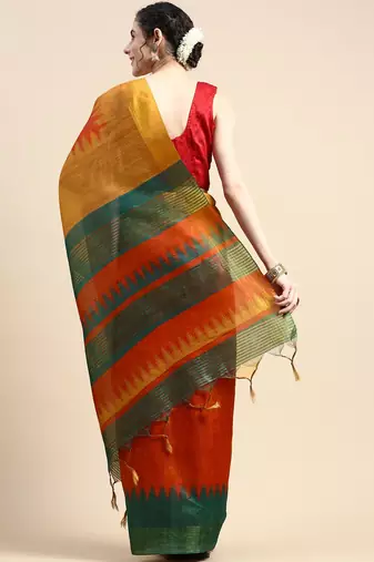 Colourblocked Zari Silk Cotton Saree