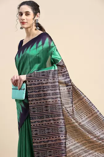 Solid Jute Silk Tussar Saree