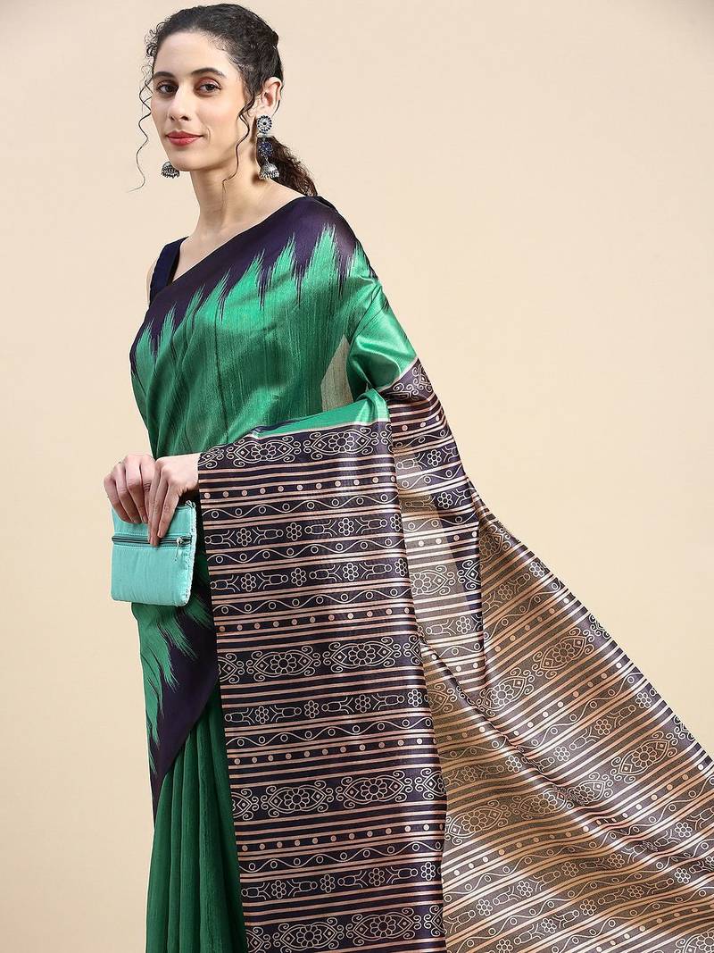 Solid Jute Silk Tussar Saree