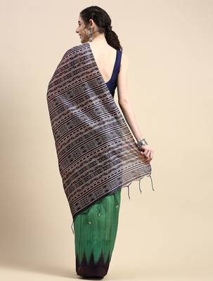 Solid Jute Silk Tussar Saree 3