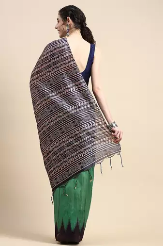 Solid Jute Silk Tussar Saree