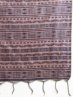 Solid Jute Silk Tussar Saree 5