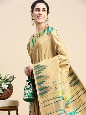 Woven Design Zari Silk Blend Saree 1