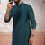 Teal woven fancy kurta payjama for men