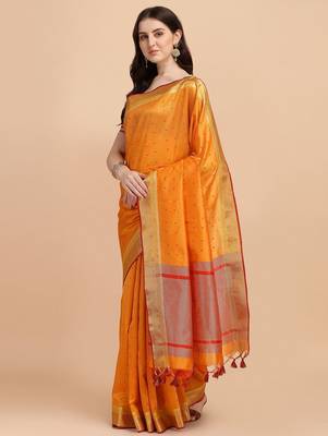 Woven Design Zari Silk Cotton Bandhani Saree 2