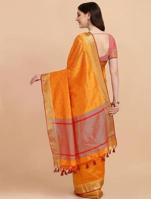 Woven Design Zari Silk Cotton Bandhani Saree 3