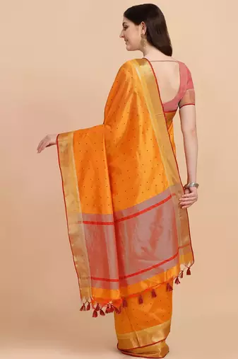 Woven Design Zari Silk Cotton Bandhani Saree
