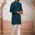 Teal woven fancy kurta payjama for men