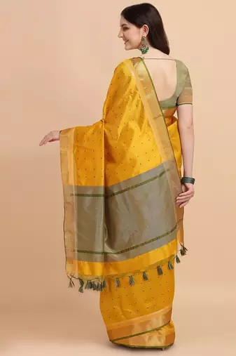 Woven Design Zari Silk Cotton Bandhani Saree