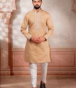 Chikoo embroidered fancy kurta payjama for men