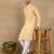 Mustard linen fabric kurta payjama