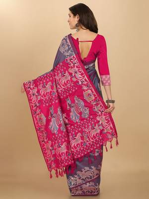 Woven Design Zari Bhagalpuri Saree 3