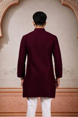 Wine woven fancy kurta payjama for men 2