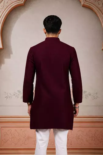 Wine woven fancy kurta payjama for men