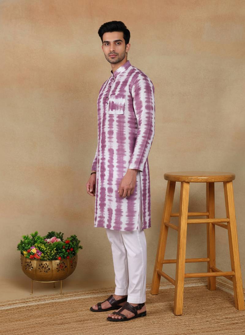 Wine linen fabric kurta payjama