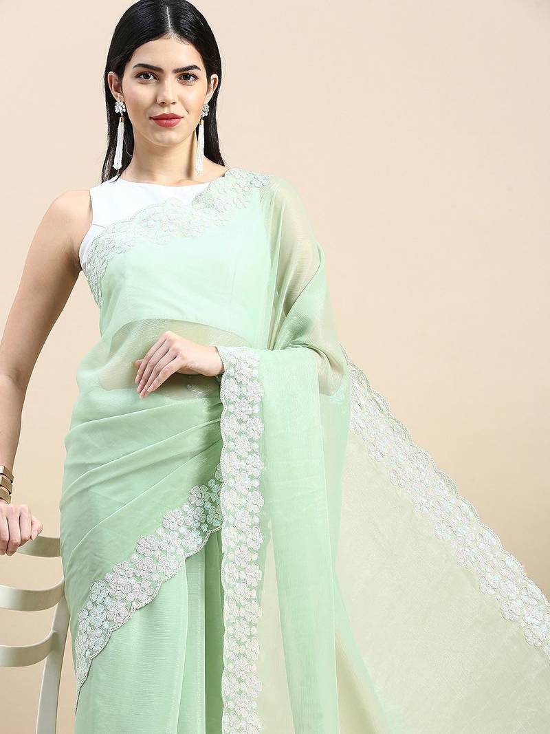 Sequinned Embroidered Saree