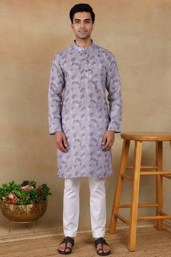 Violet linen fabric kurta payjama