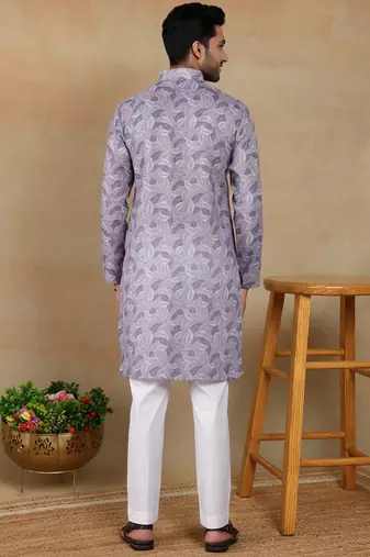 Violet color smart linen fabric ceremonial kurta payjama for boys