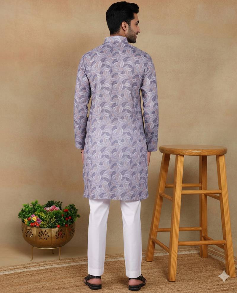Violet linen fabric kurta payjama