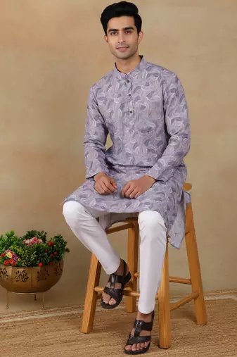 Violet color smart linen fabric ceremonial kurta payjama for boys