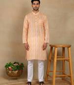 Peach linen fabric kurta payjama