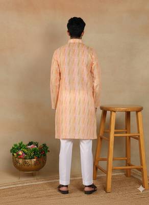 Peach linen fabric kurta payjama 2