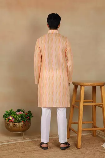 Peach linen fabric kurta payjama