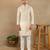 Cream linen fabric printed ethnic looks kurta payjama for men