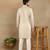 Cream linen fabric printed ethnic looks kurta payjama for men