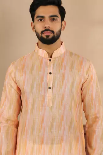 Peach linen fabric kurta payjama