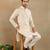 Cream linen fabric printed ethnic looks kurta payjama for men