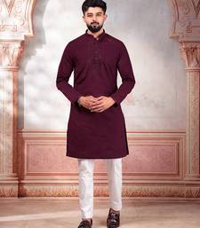 Wine color smart festive special embroidered kurta payjama for traditonal looks