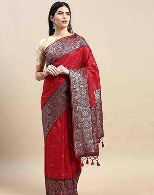 Woven Design Ethnic Motifs Zari Kanjeevaram Saree 2