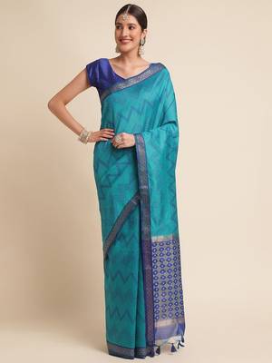 Geometric Printed Zari Leheriya Saree 1