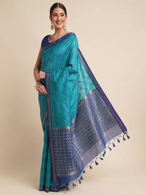 Geometric Printed Zari Leheriya Saree 2