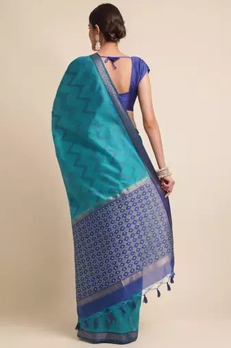 Geometric Printed Zari Leheriya Saree