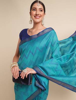 Geometric Printed Zari Leheriya Saree 5