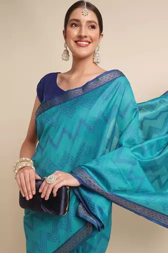 Geometric Printed Zari Leheriya Saree