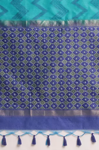 Geometric Printed Zari Leheriya Saree