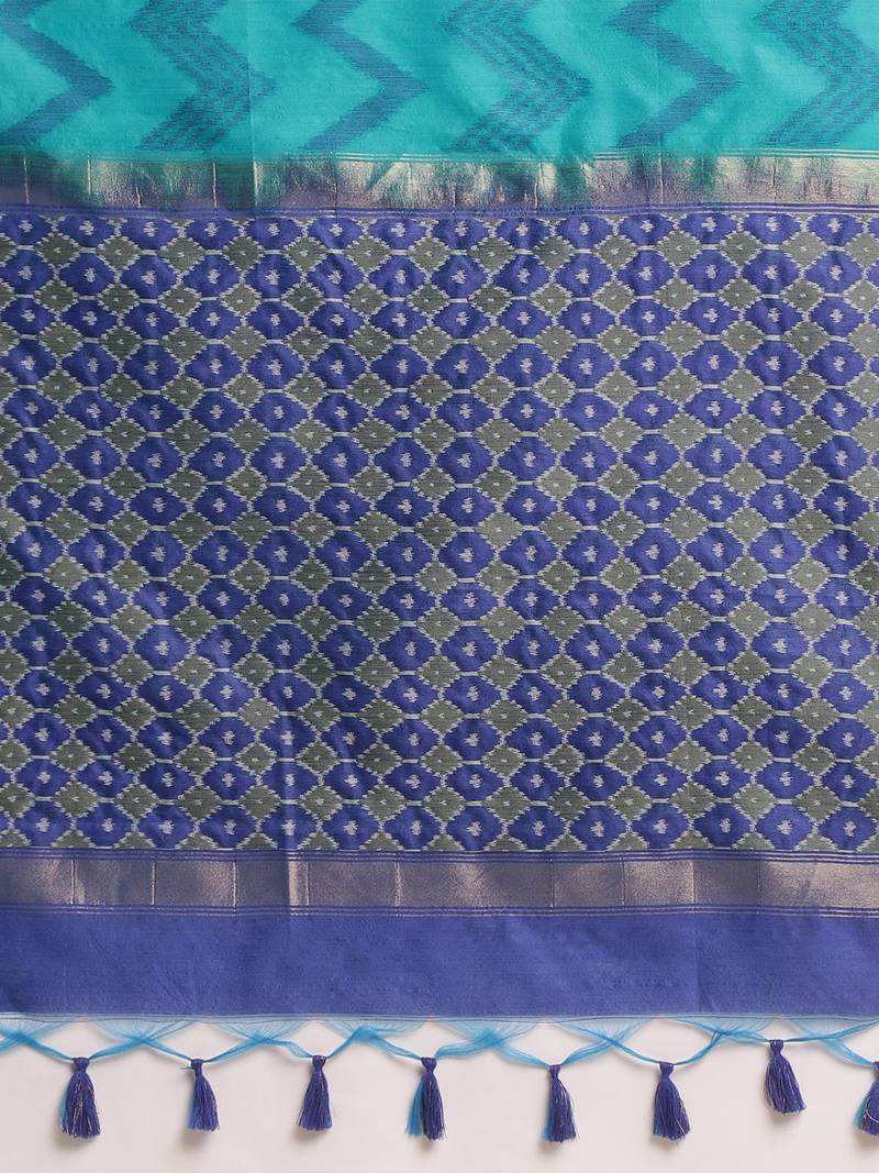 Geometric Printed Zari Leheriya Saree